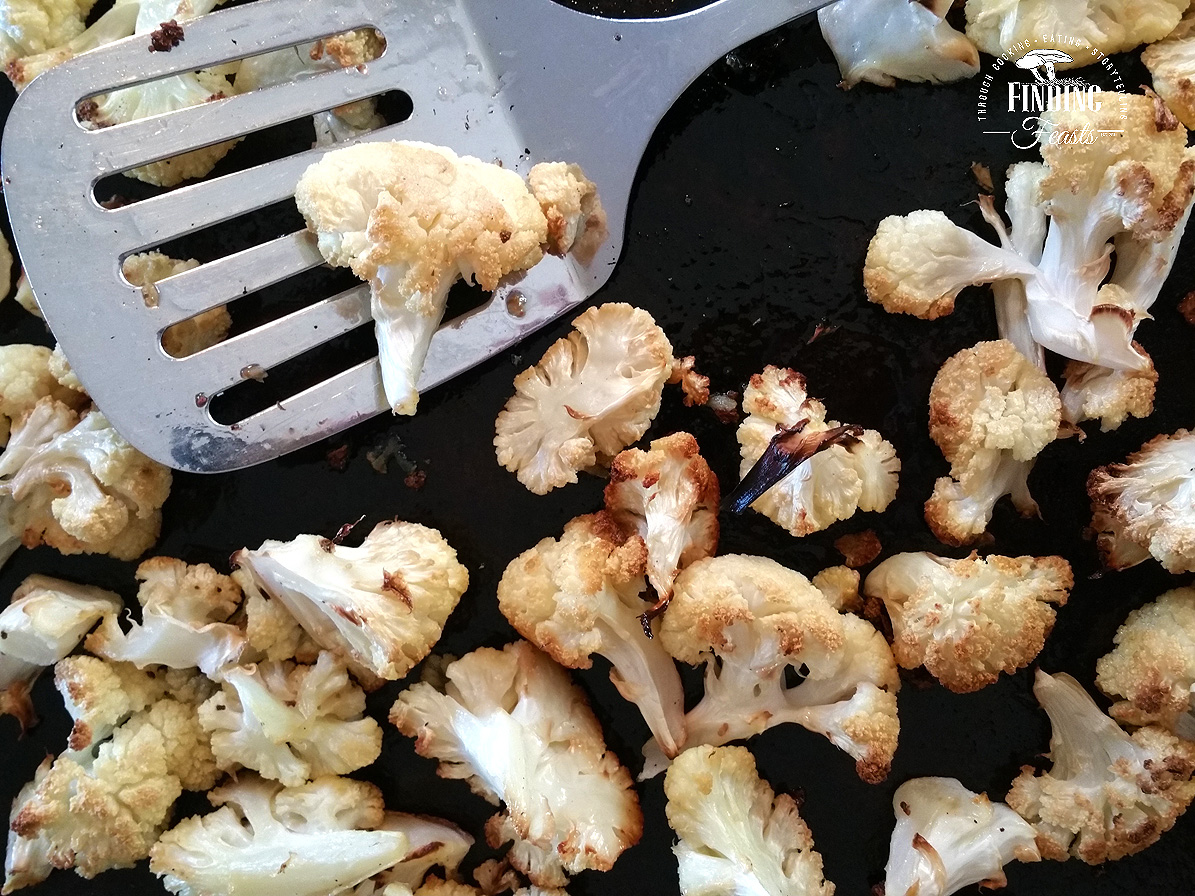 Roasted Cauliflower Curry Fritters W Sriracha Mayo Pomegranate